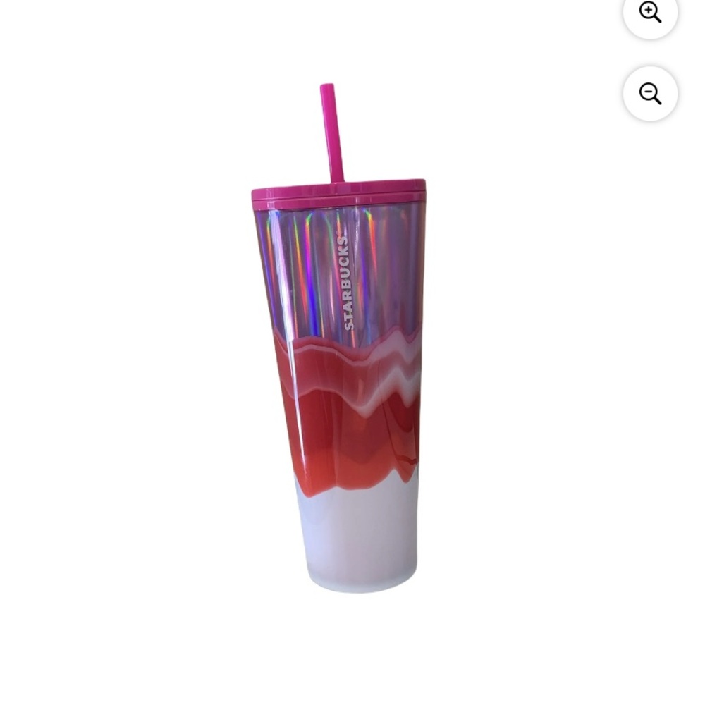 Starbucks winter/ holiday 2021 pink red iridescent waves 24 oz
